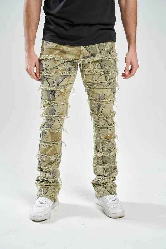 Taker Stretch Hunter Camo Stacked Pant (Grey) Edgy Men's Punk