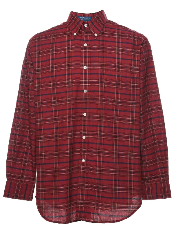 Red Checked Shirt - M Trendy Men's Scandinavian