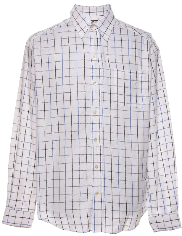 White & Blue Classic Checked Shirt - M Tough Men's Tactical