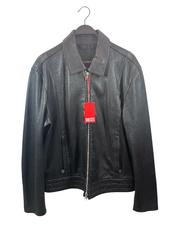 DIESEL/Leather Jkt/52/Lambskin/BLK/L-HUDSON Vacation