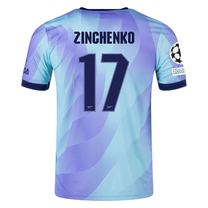 adidas Arsenal Authentic Oleksandr Zinchenko Third Jersey w/ Champions League Patches 24/25 (Clear Aqua/Light Flash Purple) Refined Men's Classic adidas Arsenal Authentic Oleksandr Zinchenko Third Jersey w/ Champions League Patches 24/25 (Clear Aqua/Light Flash Purple) Refined Men's Classic