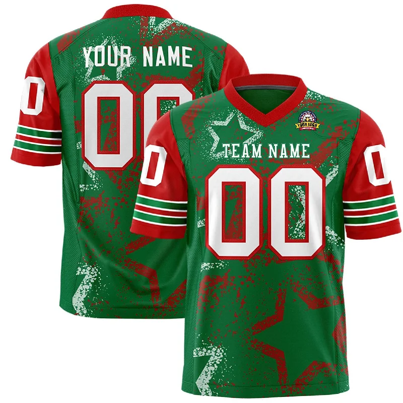 Custom Kelly Green Black-White Personalized Star Pattern Design Authentic Football Jersey Masculine Men's Thick Custom Kelly Green Black-White Personalized Star Pattern Design Authentic Football Jersey Masculine Men's Thick