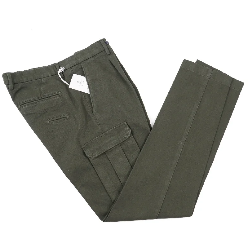 Luigi Borrelli Twill Cotton Pants with Cargo Pockets Trendy Men's Scandinavian