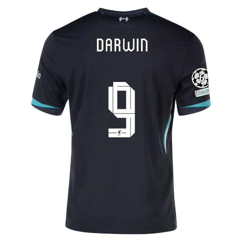Nike Liverpool Darwin Núñez Away Jersey w/ Champions League Patches 24/25 (Night Forest/Washed Teal) Sporty Men's Athleisure Nike Liverpool Darwin Núñez Away Jersey w/ Champions League Patches 24/25 (Night Forest/Washed Teal) Sporty Men's Athleisure