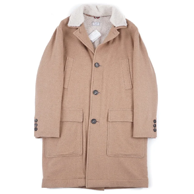 Brunello Cucinelli Cashmere Coat with Shearling Lining Cozy Men's Winter