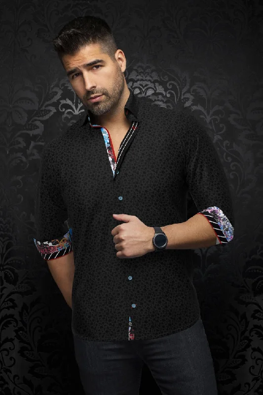 Au Noir Stretch Shirt | Minori Black Monochromatic Office Style
