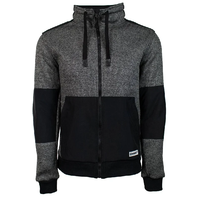 Hooey Men's Sweater Full Zip Tech Jacket-Charcoal/ Black Edgy Men's Punk