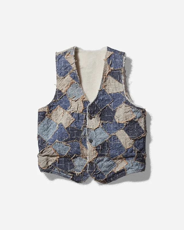 Men's Reversible Denim Vest Stained Light Blue Refined Men's Classic 