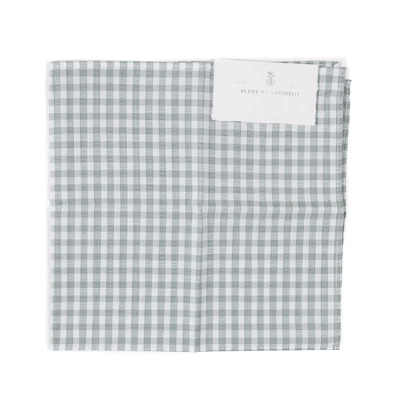 Brunello Cucinelli Gingham Check Pocket Square Trendy Men's Oversized