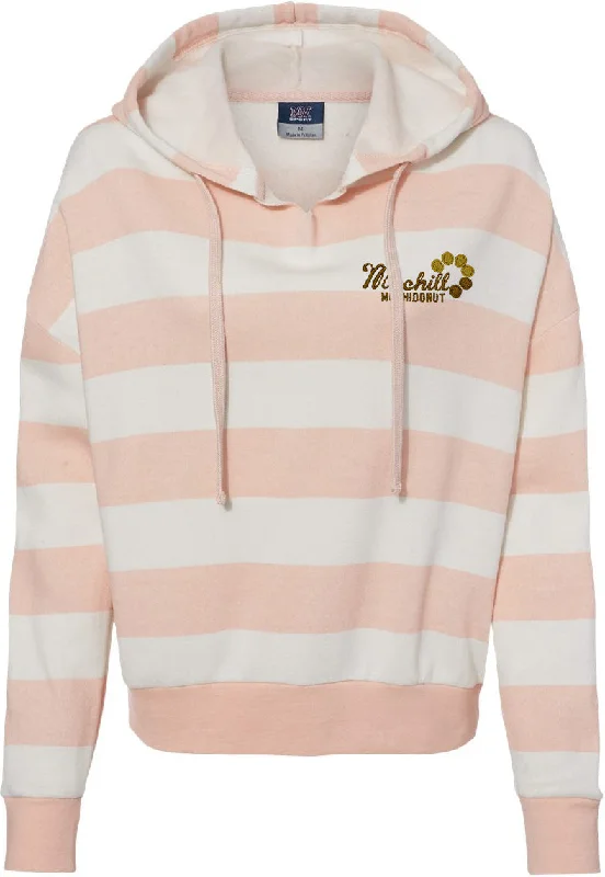 MV Sport Ladies Striped Fleece Boxy Hooded Sweatshirt Cool Men's Skate