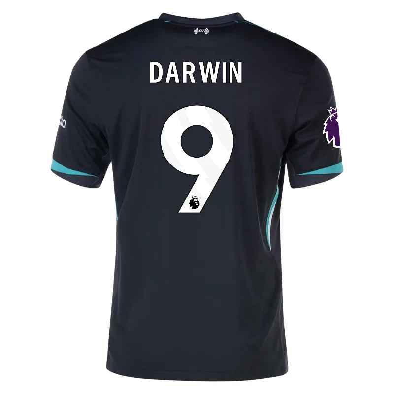 Nike Liverpool Darwin Núñez Away Jersey w/ EPL Patch 24/25 (Night Forest/Washed Teal) Laid Nike Liverpool Darwin Núñez Away Jersey w/ EPL Patch 24/25 (Night Forest/Washed Teal) Laid