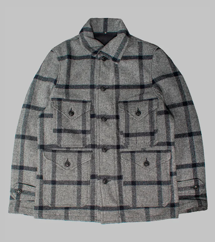 Bryceland's Hunting Jacket Black/Grey Check Wool Trendy Men's Oversized