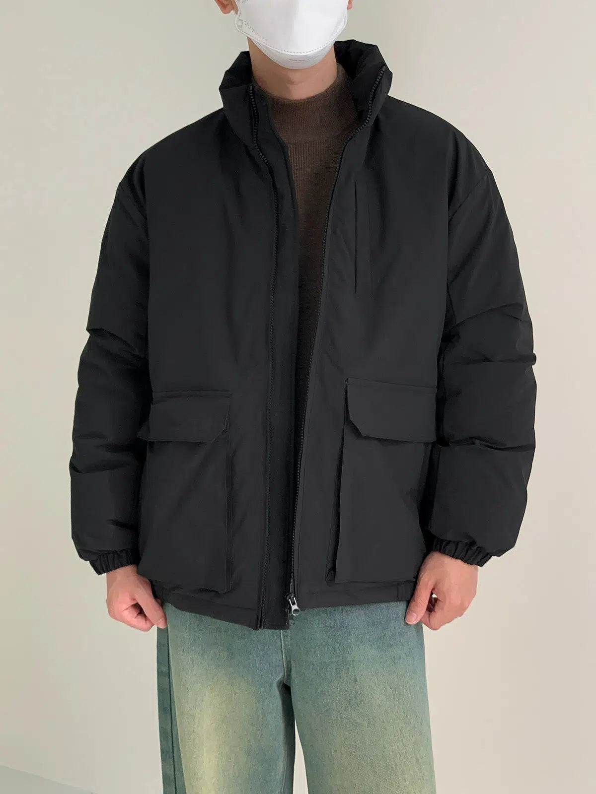 Stand Collar Padded cotton Jacket Practical Men's Multi