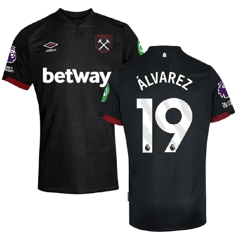 Umbro West Ham Edson Álvarez Away Jersey w/ EPL + No Room For Racism Patches 24/25 (Black) Sophisticated Men's French Umbro West Ham Edson Álvarez Away Jersey w/ EPL + No Room For Racism Patches 24/25 (Black) Sophisticated Men's French