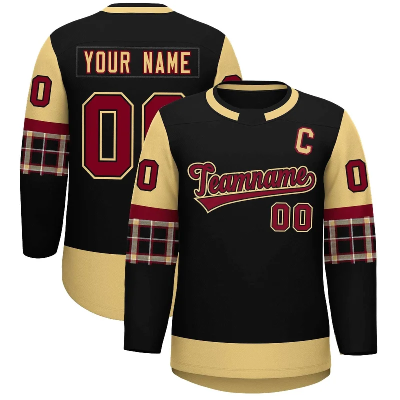 Custom Black Khaki Personalized Raglan Sleeves Round-Neck Hockey Jersey Minimalist Men's Casual Custom Black Khaki Personalized Raglan Sleeves Round-Neck Hockey Jersey Minimalist Men's Casual