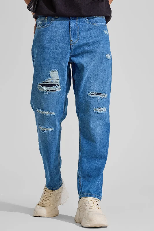 Blue Baggy Fit Jeans Modern Men's Tech