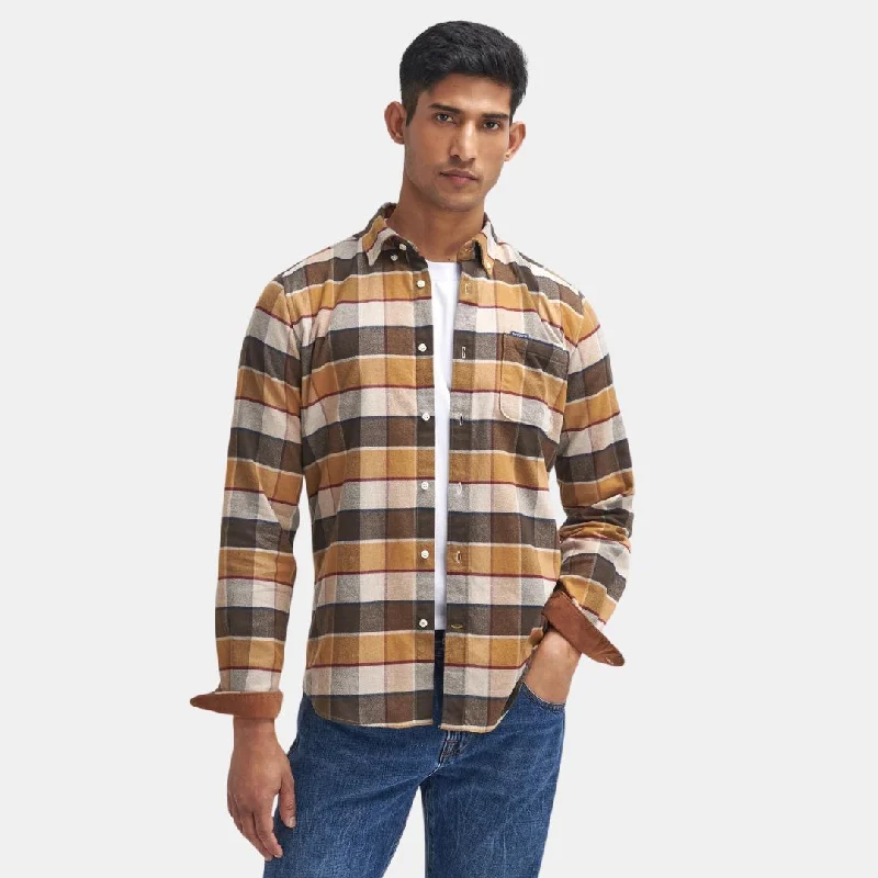 Valley Tailored Long-Sleeved Shirt (Classic Brown) Polished Men's Silk