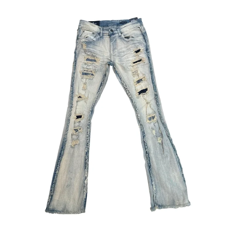 Copper Rivet Stacked Jean (Dirty Tinted Blue) Monochromatic Office Style