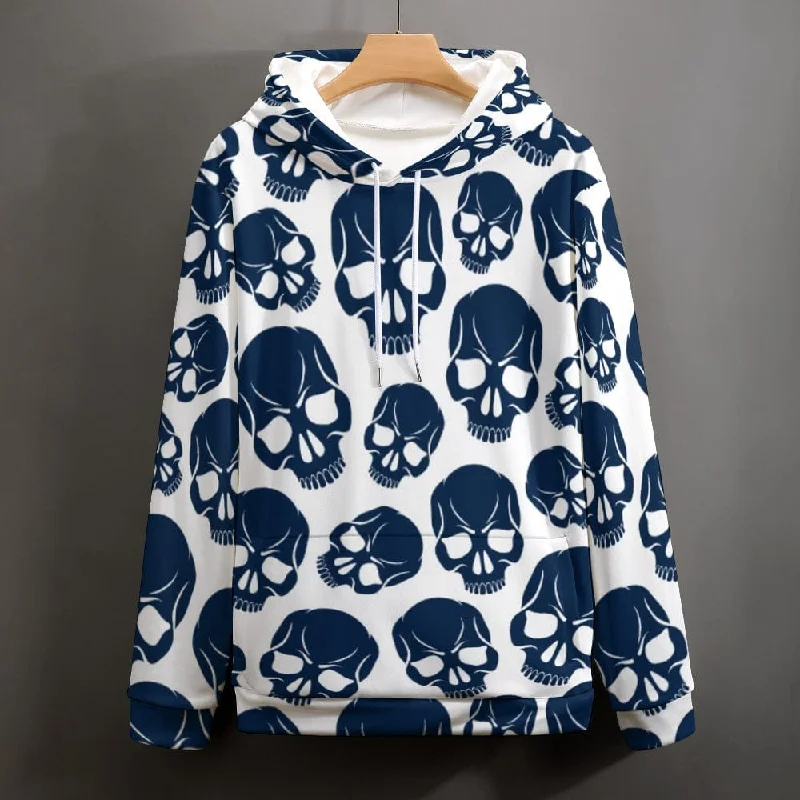 Navy Blue Skulls Adult Hoodie Refined Men's Hand