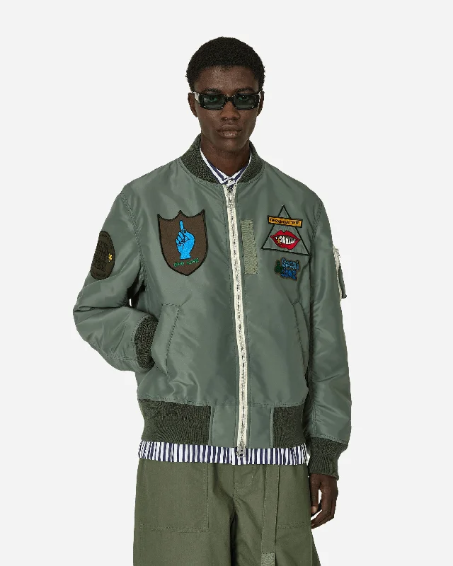 Gonz Nylon Twill Bomber Jacket Khaki Cclassic Men's Tweed
