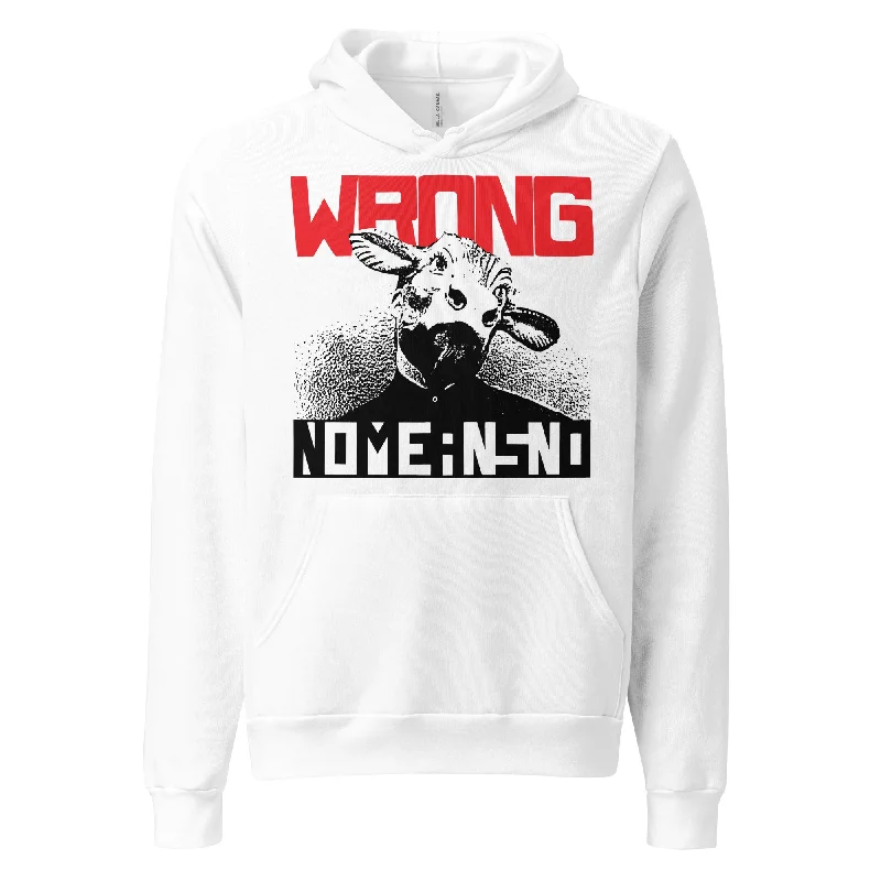 NOMEANSNO "Wrong" White Pullover Hoodie Dapper Men's 1920S