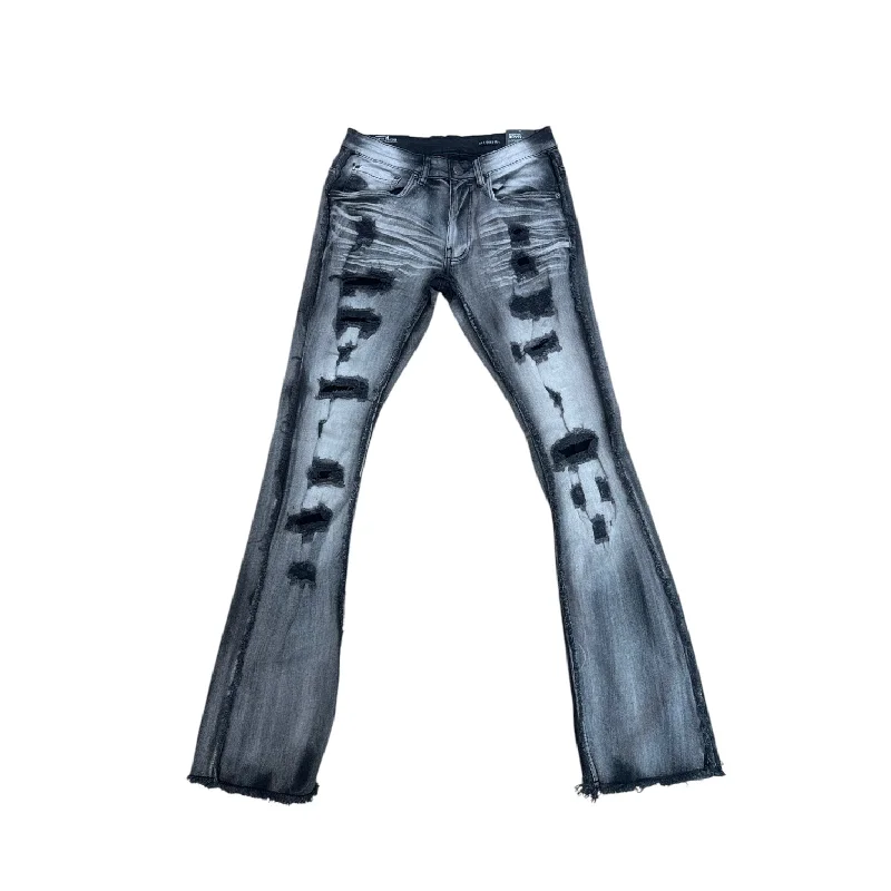 Copper Rivet Stacked Jean (Black) Artistic Men's Avant