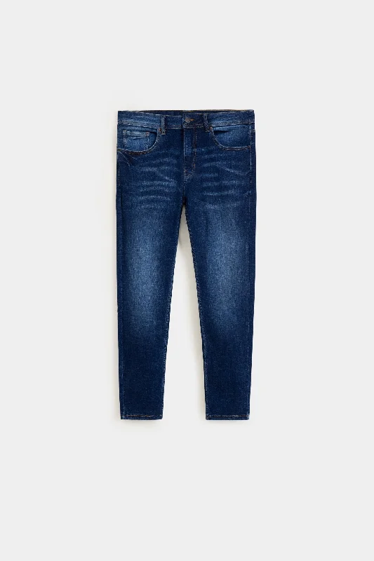 Slim Cropped Jeans Unique Men's Patch