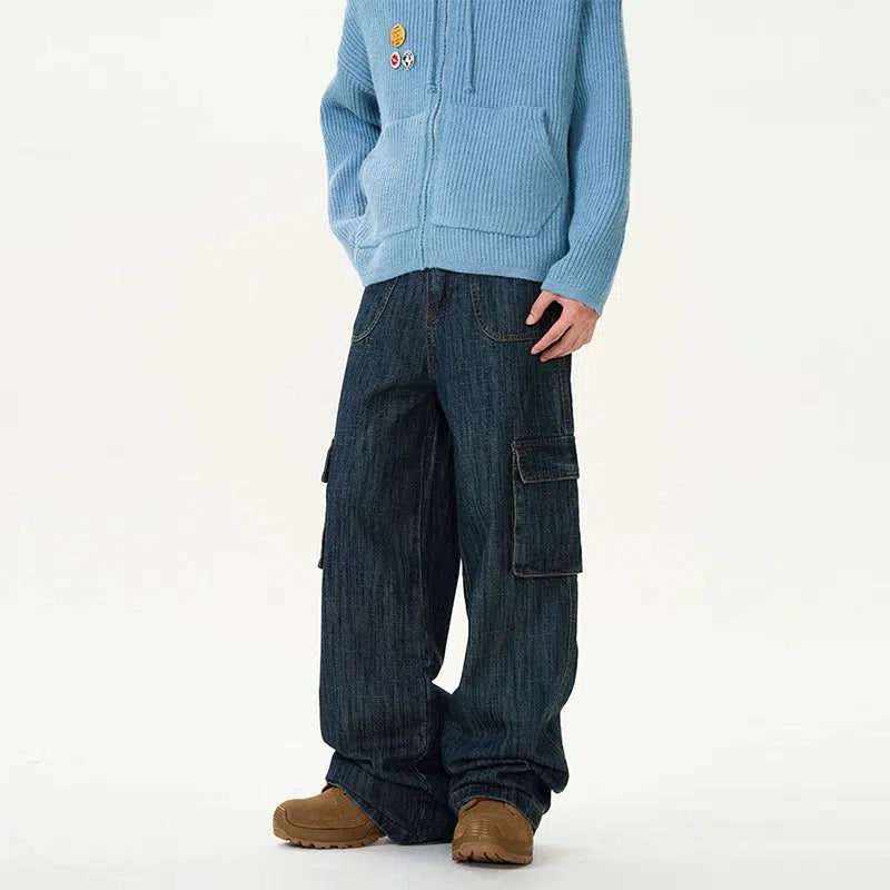 Cargo Workwear Jeans with Multi-Pockets Stylish Men's Tropical 