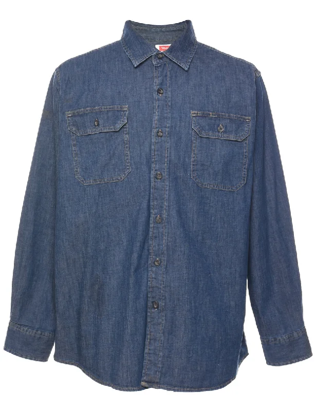 Wrangler Medium Wash Denim Shirt - L Cool Men's Skate