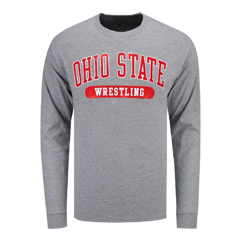 Ohio State Buckeyes Wrestling Long Sleeve Gray T-Shirt Sporty Men's Tennis