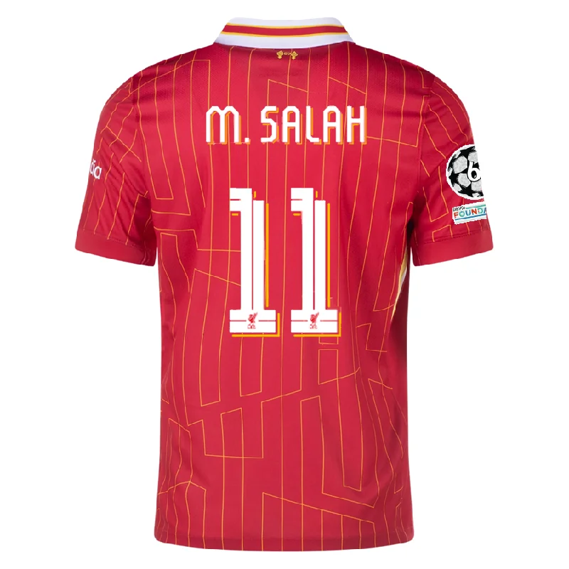 Nike Liverpool Mohamed Salah Home Jersey w/ Champions League Patches 24/25 (Gym Red/Chrome Yellow) Refined Men's European Nike Liverpool Mohamed Salah Home Jersey w/ Champions League Patches 24/25 (Gym Red/Chrome Yellow) Refined Men's European