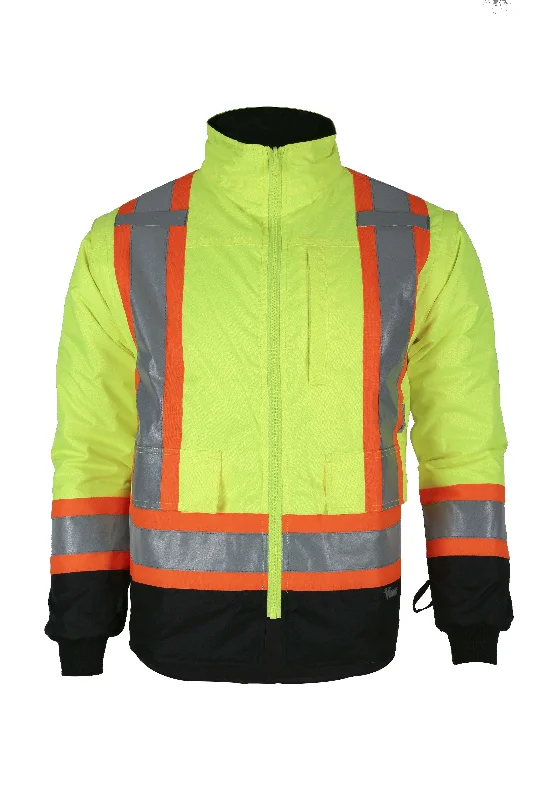 Viking Men's Handyman® Waterproof Class 1 Hi-Vis 7-in-1 Rain Jacket_Hi-Vis Green Relaxed Men's Beach