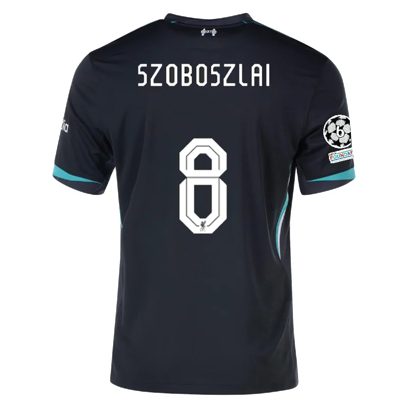 Nike Liverpool Dominik Szoboszlai Away Jersey w/ Champions League Patches 24/25 (Night Forest/Washed Teal) Sharp Men's Italian Nike Liverpool Dominik Szoboszlai Away Jersey w/ Champions League Patches 24/25 (Night Forest/Washed Teal) Sharp Men's Italian