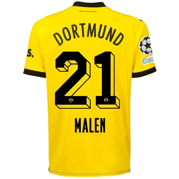 Puma Borussia Dortmund Donyell Malen Home Jersey w/ Champions League Patches 23/24 (Cyber Yellow/Puma Black) Elegant Men's Cashmere Puma Borussia Dortmund Donyell Malen Home Jersey w/ Champions League Patches 23/24 (Cyber Yellow/Puma Black) Elegant Men's Cashmere