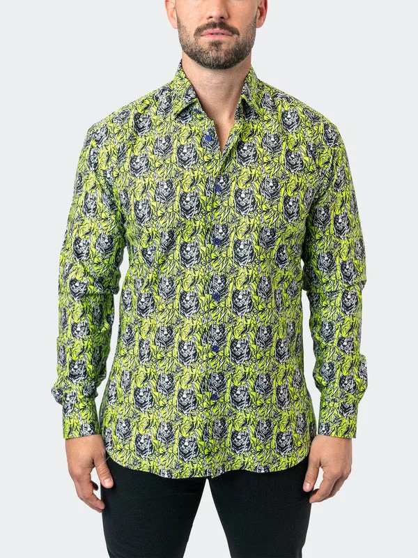 Maceoo Stretch Shirt | Fibonacci Jungle 70 Green Casual Men's Loose