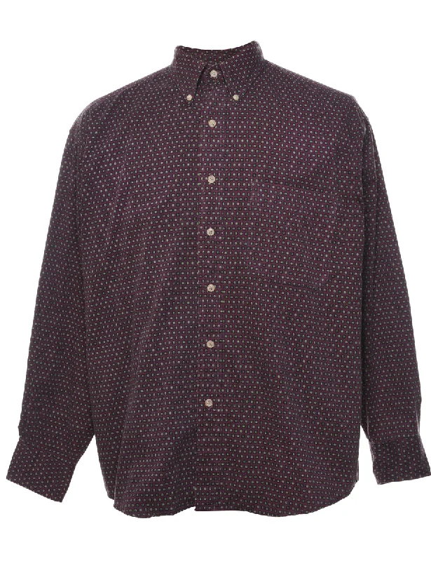 1990s Bill Blass Patterned Maroon Shirt - M Traditional Men's Country