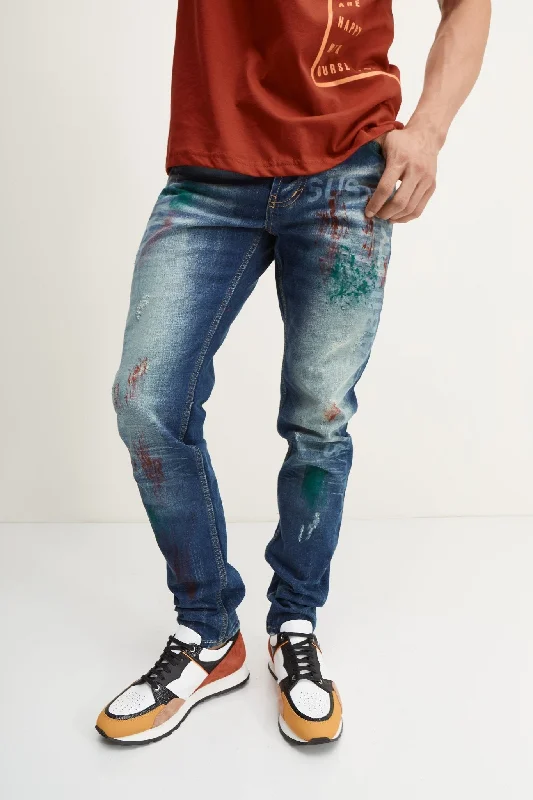 Painted Slim-Straight Denim Unique Men's Upcycled