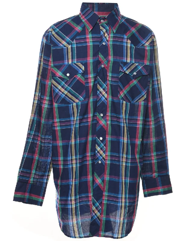 Multi-colour Checked Western Shirt - L Sleek Men's Metallic
