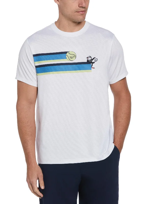 Men's 80s Stripe Tennis Graphic Tee Stylish Men's Neon