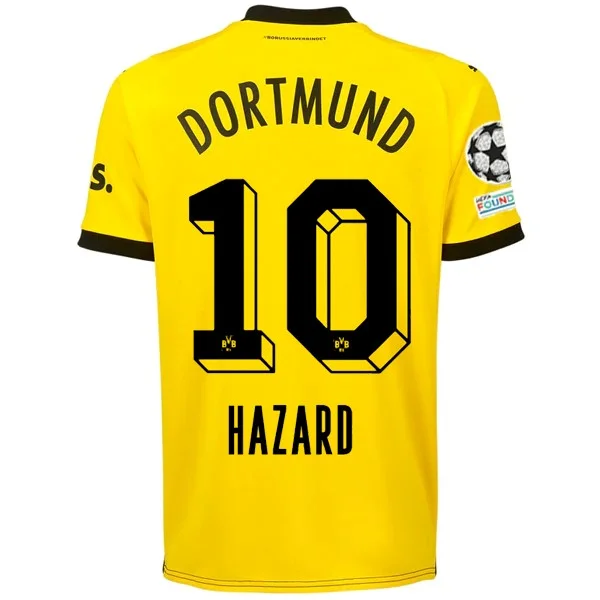 Puma Borussia Dortmund Thorgan Hazard Home Jersey w/ Champions League Patches 23/24 (Cyber Yellow/Puma Black) British Gentleman Style Puma Borussia Dortmund Thorgan Hazard Home Jersey w/ Champions League Patches 23/24 (Cyber Yellow/Puma Black) British Gentleman Style