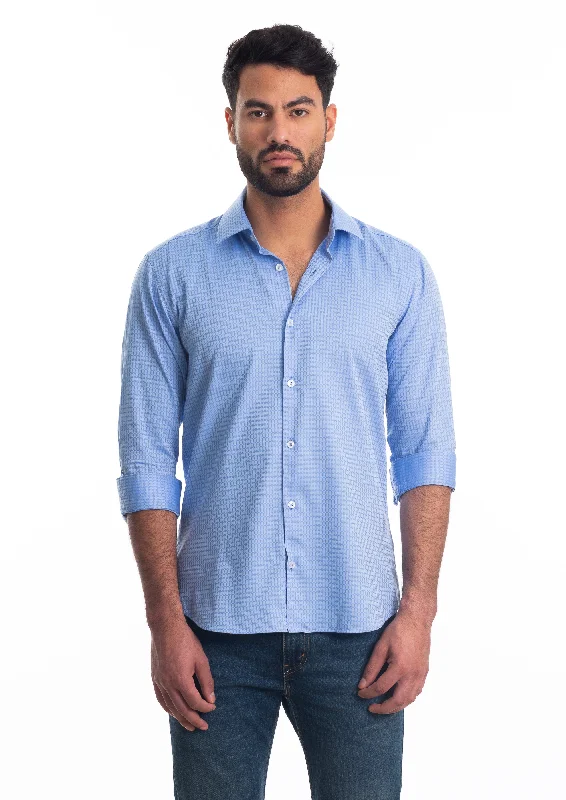 Blue Long Sleeve Shirt T-6801 British Gentleman Style
