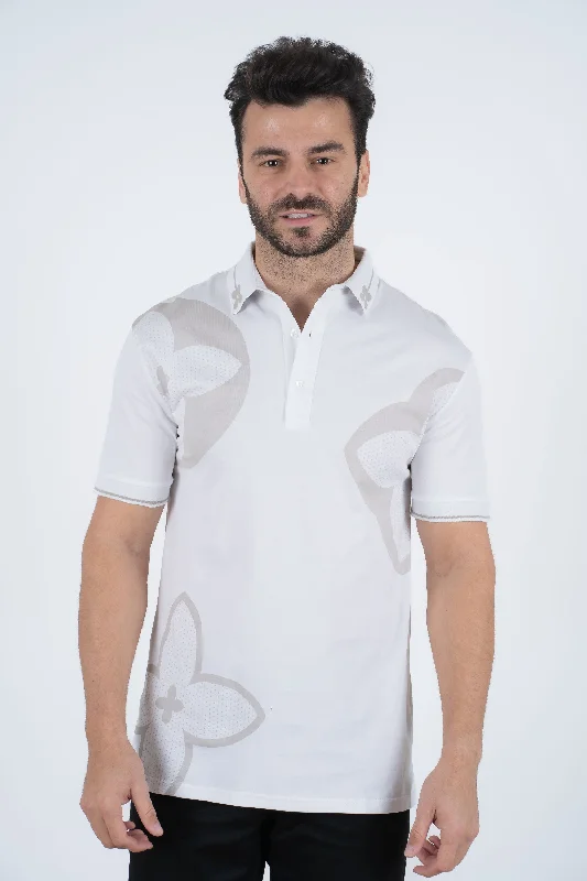Men's Cotton Modern Fit White Polo Confident Men's High
