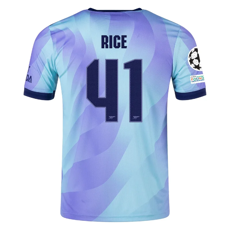 adidas Arsenal Authentic Declan Rice Third Jersey w/ Champions League Patches 24/25 (Clear Aqua/Light Flash Purple) Earthy Men's Sustainable adidas Arsenal Authentic Declan Rice Third Jersey w/ Champions League Patches 24/25 (Clear Aqua/Light Flash Purple) Earthy Men's Sustainable