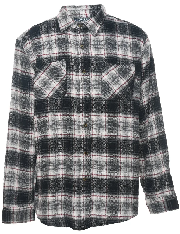 Long Sleeved Checked Shirt - M Monochromatic All