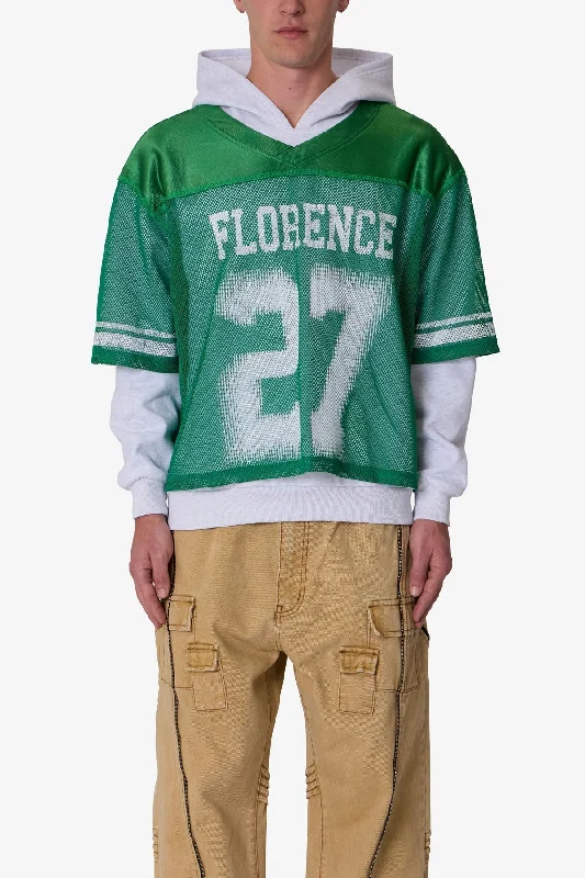 Layered Jersey Hoodie - Green Polished Men's Silk