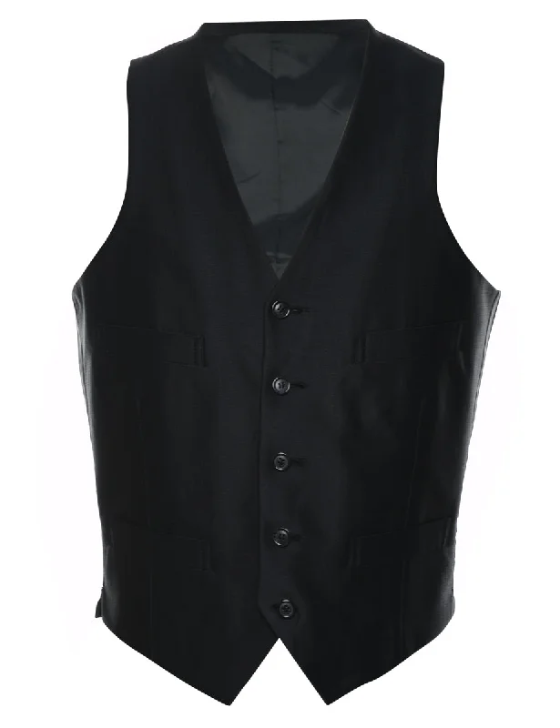 Classic Black Waistcoat - M Modern Men's Geometric