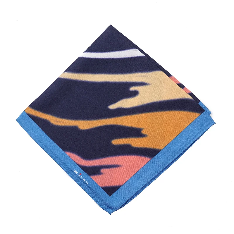 Kiton Watercolor Print Silk Pocket Square Dynamic Men's Moto