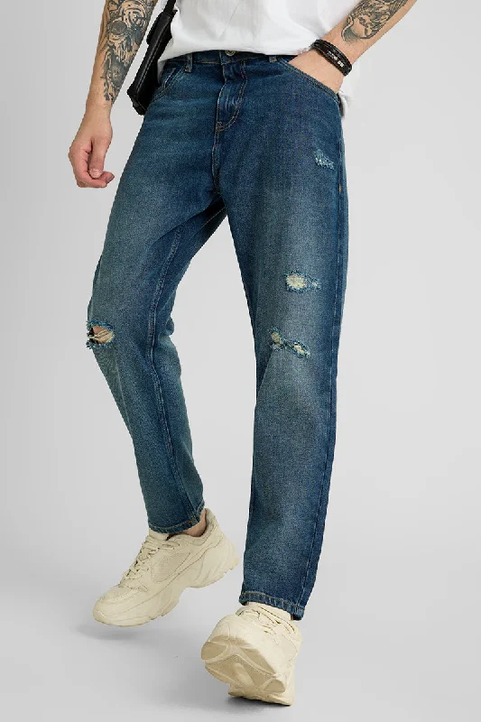 Dark Blue Distressed Baggy Fit Jeans Lumberjack