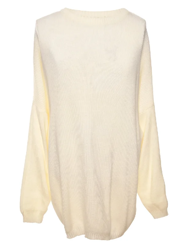 Cream Long Sleeved Jumper - XL Polished Men's Satin
