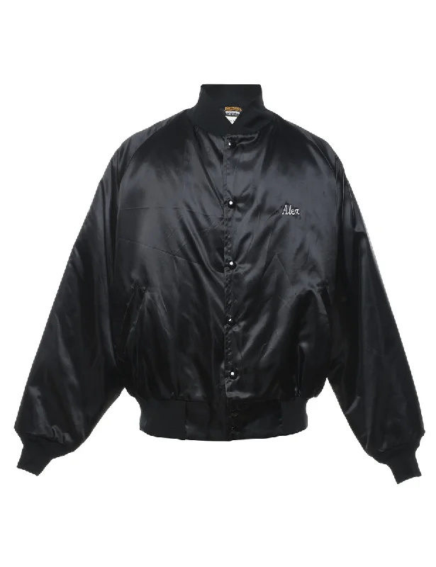Black & White Contrasting Nylon Bomber Jacket - L Cclassic Men's Tweed